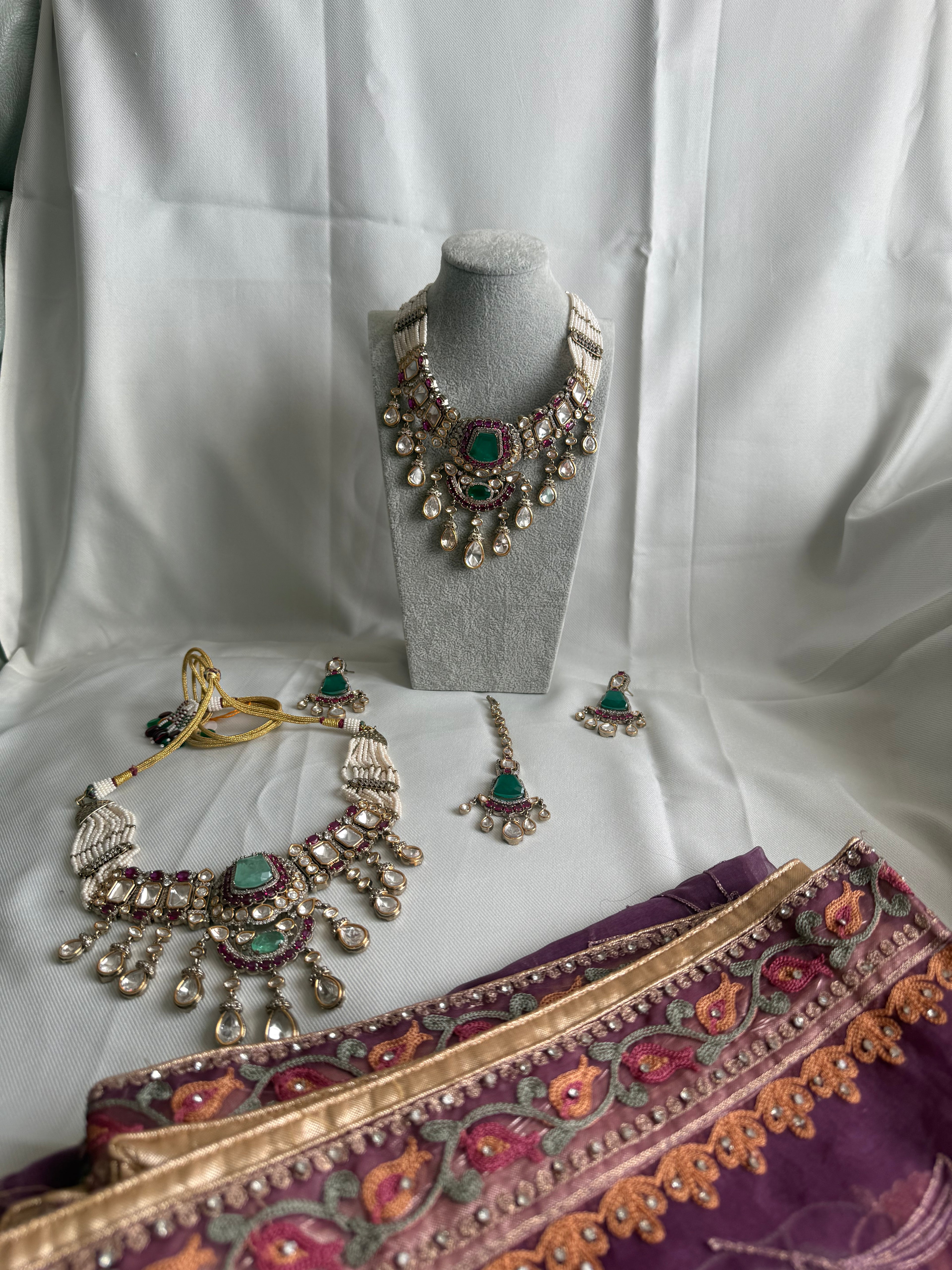 Kundan Choker Set with matching tikka & earrings