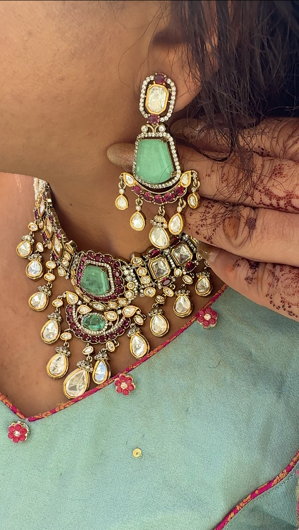 Kundan Choker Set with matching tikka & earrings
