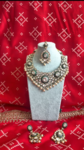 Kundan Necklace w/ White Pearls, Matching Tikka & Earrings