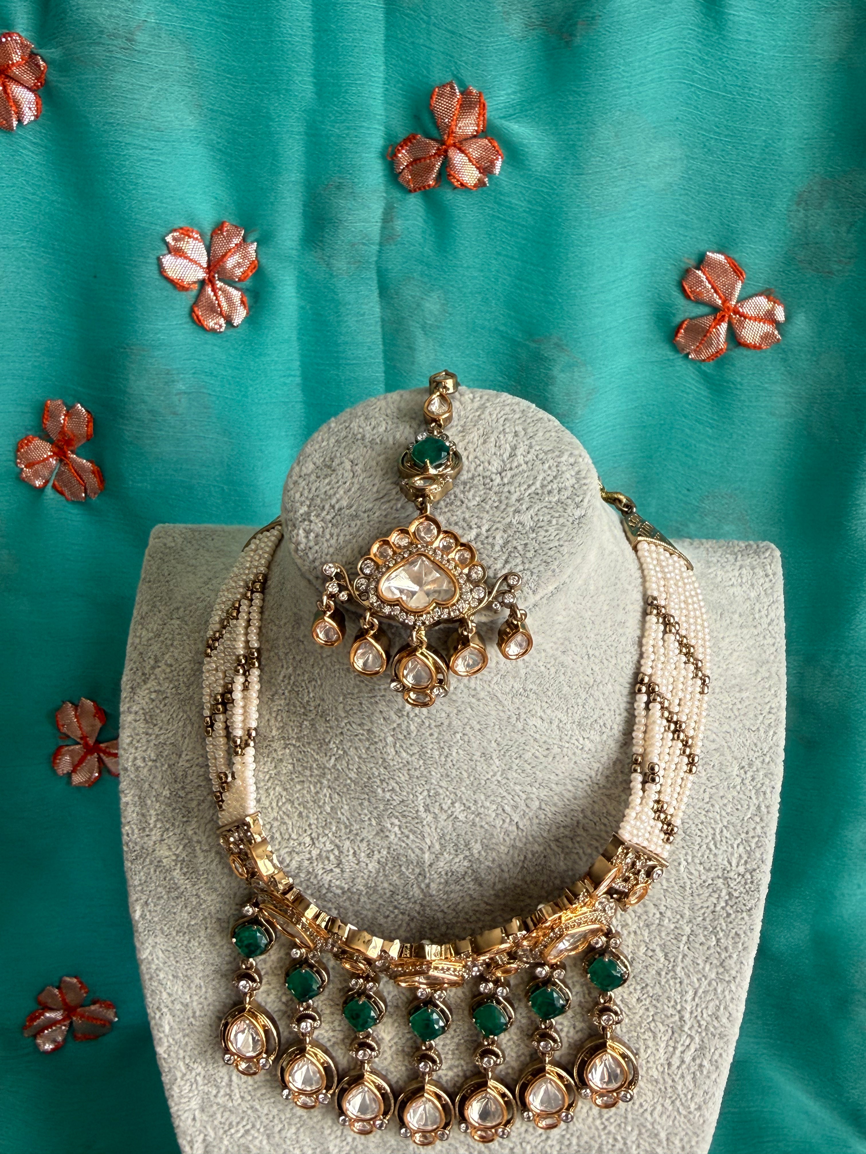 Choker Set W/ Matching Tikka & Earrings