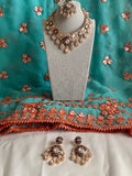 Choker Set w/ Pink & Green Detailing, Tikka & Earrings